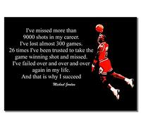 Póster inspirador de Michael Jordan #1 A3 sin marco con cita de jugador deportivo en blanco y negro, motivación y foto de éxito