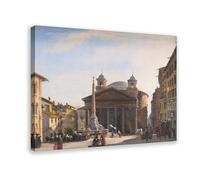 Póster Ippolito Caffi - Vista del Panteón Roma 1856 para dormitorio, lienzo decorativo impreso, arte de pared, oficina, habitación, decoración estética, marco de regalo, 60 x 90 cm
