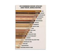 poster Janka Hardness Scale Poster, Wood Comparison Chart with Force Test Ratings, Educational Reference Guide for Workshop & Studio(Unframed,12x18inch(30x45cm))