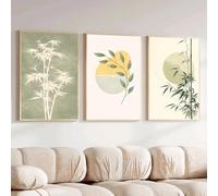 Póster japonés con estampado de bambú y motivos vegetales, arte mural moderno para el hogar, lienzos decorativos para habitaciones (30x50cm - 3 piezas)