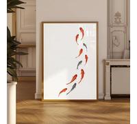 Póster japonés de árbol de tinta Wabi Sabi Bonsai, lámina de arte mural con sol rojo, decoración zen minimalista para oficina, arte neutro para el hogar (70x110cm/sin marco)