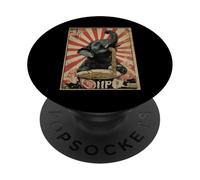 Póster japonés Retro de Elefantes sorbiendo Fideos Ramen PopSockets PopGrip Adhesivo