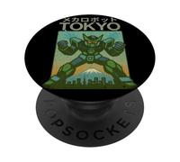 Póster japonés Vintage de Mecha Robot Powering Up Boys Tokio PopSockets PopGrip Adhesivo