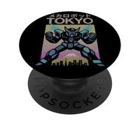 Póster japonés Vintage de Mecha Robot Powering Up Boys Tokio PopSockets PopGrip Adhesivo