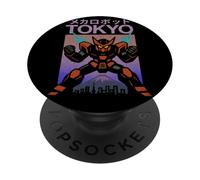 Póster japonés Vintage de Mecha Robot Powering Up Boys Tokio PopSockets PopGrip Adhesivo