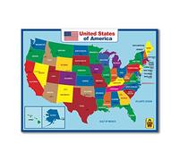 Póster laminado de mapa de Estados Unidos, póster educativo de doble cara para niños y adultos, 18 x 24 pulgadas, mapa impermeable para el hogar y el aula