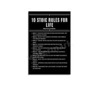 poster Marcus Aurelius's Guide to Life Poster, 10 Stoic Quotes Canvas Wall Print, for Leadership, Mindfulness, Home Study(Framed,08x12inch(20x30cm))