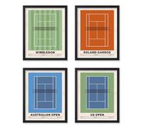 Poster Master 4-Piece Sports Print - Póster de tenis - Torneo Deportivo de Arte - Diseño de Pared Grand Slam - Arte Abierto de EE. UU. y Australia - Gran gimnasio, sala de estar o decoración de