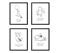 Poster Master Impresión de 4 piezas con texto en inglés "We'll Always Be Together" - Póster de Winnie Pooh y sus amigos - Arte motivacional - Diseño estético de pared de guardería - Decoración de
