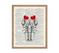 Poster Master Impresión de corazón sobre garra de langosta, póster de diccionario, arte acuático, diseño de pared de mar profundo, regalo para chef, amantes, decoración náutica para cocina, casa de