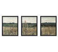 Poster Master Póster vintage de prado de 3 piezas, impresión retro de campo de flores silvestres, arte de paisaje, arte floral, regalo para hombres y mujeres, decoración floral para sala de estar o