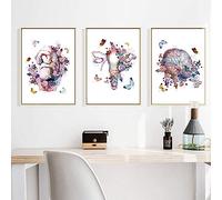 Póster Médico De Anatomía Del Embarazo, Feto De Acuarela En El Útero, Útero Floral, Placenta, Pintura Artística, 3 Piezas, Impresiones En Lienzo, Regalos Para Obstetras 24"X32"X3Pcs