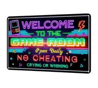 Póster Metálico Gaming con Efecto Neón, Decoración de Pared para Habitación Gamer y Adolescentes, Cartel Retro para Setup Gamer, Bar y Fiestas, 30 x 20 cm