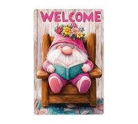 Póster metálico vintage de hombre con sofá, bonito letrero de bienvenida, divertido arte de pared metálico, decoración para jardín, patio, cafetería, sala de estar, sala de juegos, colores brillantes,