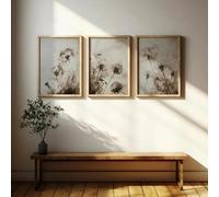 Póster minimalista bohemio de plantas, hojas y flores, impresiones en lienzo florales y botánicas modernas, arte de pared escandinavo, decoración del hogar (50 x 75 cm, 3 unidades)