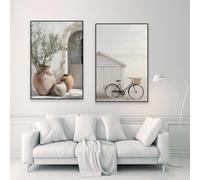 Póster minimalista con estampado de sombras mediterráneas, cerámica neutra, estilo bohemio, cactus, arte de pared, impresión en lienzo para el hogar, dormitorio, decoración (60 x 80 cm, 2 unidades)