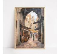 Póster minimalista de arco de mezquita musulmana con arquitectura islámica, impresión en lienzo beige, cuadro decorativo para el hogar (30x40cm/sin marco)
