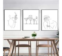 Póster minimalista de vino, arte de pared, decoración de habitación, 50 x 75 cm, 3 unidades, sin marco