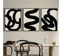 Póster moderno de arte abstracto con impresiones en beige y negro, arte de pared minimalista, pintura en lienzo, cuadros bohemios para decoración del hogar, 50 x 70 cm, 3 unidades, sin marco