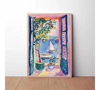 Póster moderno de Matisse con ventana abierta y limones, paisaje mediterráneo veraniego para sala de estar (70x100 cm/sin marco)