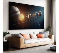 Póster moderno de planetas del universo espacial sin marco, 120 x 60 cm, lienzo negro resistente a la decoloración, decoración de pared, sin marco, cuadros modernos para sala de estar, dormitorio