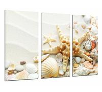 Poster Moderno Fotografico Arena Playa con Estrella de Mar, Conchas Caracolas, Baño, 97 x 62 cm, Ref. PST26994