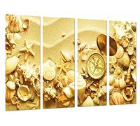 Poster Moderno Fotografico Arena Sedimentos, Estrella Mar, Conchas Caracolas, Baño, 131 x 62 cm, ref. PST27095