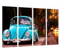 Poster Moderno Fotografico Wolkswagen Vintage Azul, Coche Escarabajo, 131 x 62 cm, ref. PST26715