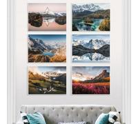 Póster moderno nórdico de paisaje natural alpino con atardecer en el lago, lienzo, arte de pared, imágenes para decoración del hogar, 30 x 45 cm, 6 unidades, sin marco
