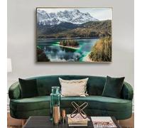 Póster moderno nórdico de paisaje natural alpino con atardecer en el lago, pinturas en lienzo, arte de pared, imágenes para decoración del hogar moderna, 30 x 45 cm, sin marco