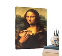 Póster Mona Lisa - 11,8115,74 Pulgadas Arte De Baño Mona Lisa, Arte De Pared Sobre Lienzo De Baño, Pintura Estética Divertida Y Humorística | Para Jardín De Hotel, Interior, Fiesta