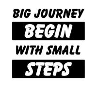 Póster motivacional con cita inspiradora: Los grandes viajes comienzan con pequeños pasos. Decoración de vinilo para pared 54.6x56.9cm Se puede modificar y añadir información Negro