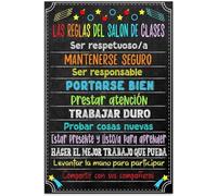 Póster Motivacional en Español para Decoración de Aulas - Reglas de Clase para Jardín de Infantes, Primaria y Secundaria - Suministros para Profesores (8 x)