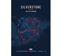 Póster MotoGP Circuit de Silverstone - Póster decorativo deportivo mecánico - Diseño Blueprint rojo - Disponible en A4, A3 y A2 - Regalo Fan Moto/Racing Reino Unido (A4 (21 x 29,7))