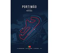 Póster MotoGP Circuito de Portimão - Póster decorativo deportivo mecánico - Diseño Blueprint rojo - Disponible en A4, A3 y A2 - Regalo Fan Moto/Carrera Portugal (A4 (21 x 29,7))