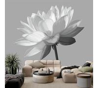 Póster mural fotográfico de 300 x 210 cm, diseño de loto blanco y negro no tejido, cuadros de pared, plantas, papel pintado, panorámico, salón, decoración del hogar, decoración del apartamento
