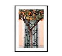 Póster nórdico con letras abstractas, pintura en lienzo de estilo bohemio, naranjas, árbol, chica, cuadros de pared for decoración de sala de estar, arte del hogar