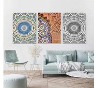 Póster nórdico de mezquita, arte de pared de Marruecos, pintura en lienzo, religión, escuela, cuadro de pared para sala de estar, decoración del hogar (30 x 40 cm/3 piezas sin marco)