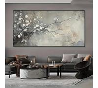 Póster nórdico impreso en lienzo, arte de pared moderno con pintura vintage de ramas florales blancas para decoración de sala de estar (30x60cm /sin marco)