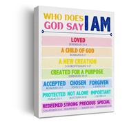 poster Nursery Wall Art Biblical Affirmations for Kids, Inspirational Christian Quotes Bible Verse Canvas Print for Childrens Room Classroom Decor(Framed,16x24inch(40x60cm))