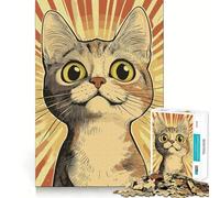 Póster Original de Gato sorprendido Rompecabezas de 1000 Piezas para Adolescentes Juguete para estimular la lógica y aliviar la tensión artículo de Calidad con Borde Decorativo Ideal para Pedir