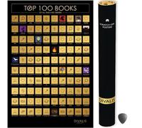 Póster Para Rascar de 100 Libros con Rascador - Fácil de Enmarcar 61x41 100 Libros Imprescindibles de Todos los Tiempos - Lista de Deseos de Lectura Accesorios Incluidos - Scratch off 100 Books Poster