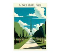 Póster Pared La Tour Eiffel,París,Lámina de Arte de Ilustración de Viajes,Cartel de Pintura de Alfonso Trufa Francia,Cuadro en Lienzo de Hito Turístico,Decor de Arte de Pared Dormitorio,Sin Enmarcar
