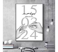 Póster personalizado de "Amante", blanco y negro, "Dijimos que sí", arte de pared, lienzo con nombre personalizado, impresión para decoración de habitación del hogar, 60 x 90 cm, sin marco