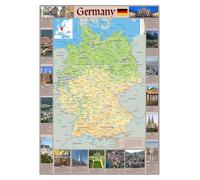 Póster pictórico de Mapa de Alemania, 59,4 x 41,9 cm, papel laminado