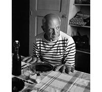 Póster Póster Pablo Picasso En Su Cocina Imagen Retro Cliché Blanco y Negro Pintor