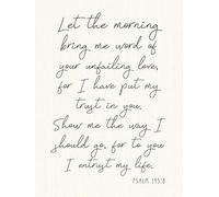 poster Psalm 143:8 Wall Art - “Let The Morning Bring Me Word” Framed Canvas Print - Bible Verse Decor for Bedroom, Prayer Room, Christian Gift of Hope(Framed,12x18inch(30x45cm))