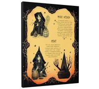 Póster rectangular de bruja para pared, retro, hermosa, palabras de brujería, póster artístico vintage, lienzo negro y amarillo, impermeable, para colgar, oficina, sala de juegos, hogar, aula