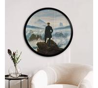 Póster redondo Sala de Estar Pinturas Naturaleza, K&L Wall Art Friedrich Wanderer sobre el Mar de Niebla