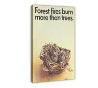 Póster retro de 1970 con diseño de oso humo, prevención de incendios del bosque, lienzo para decoración de pared, pinturas para sala de estar, dormitorio, 20 x 30 cm